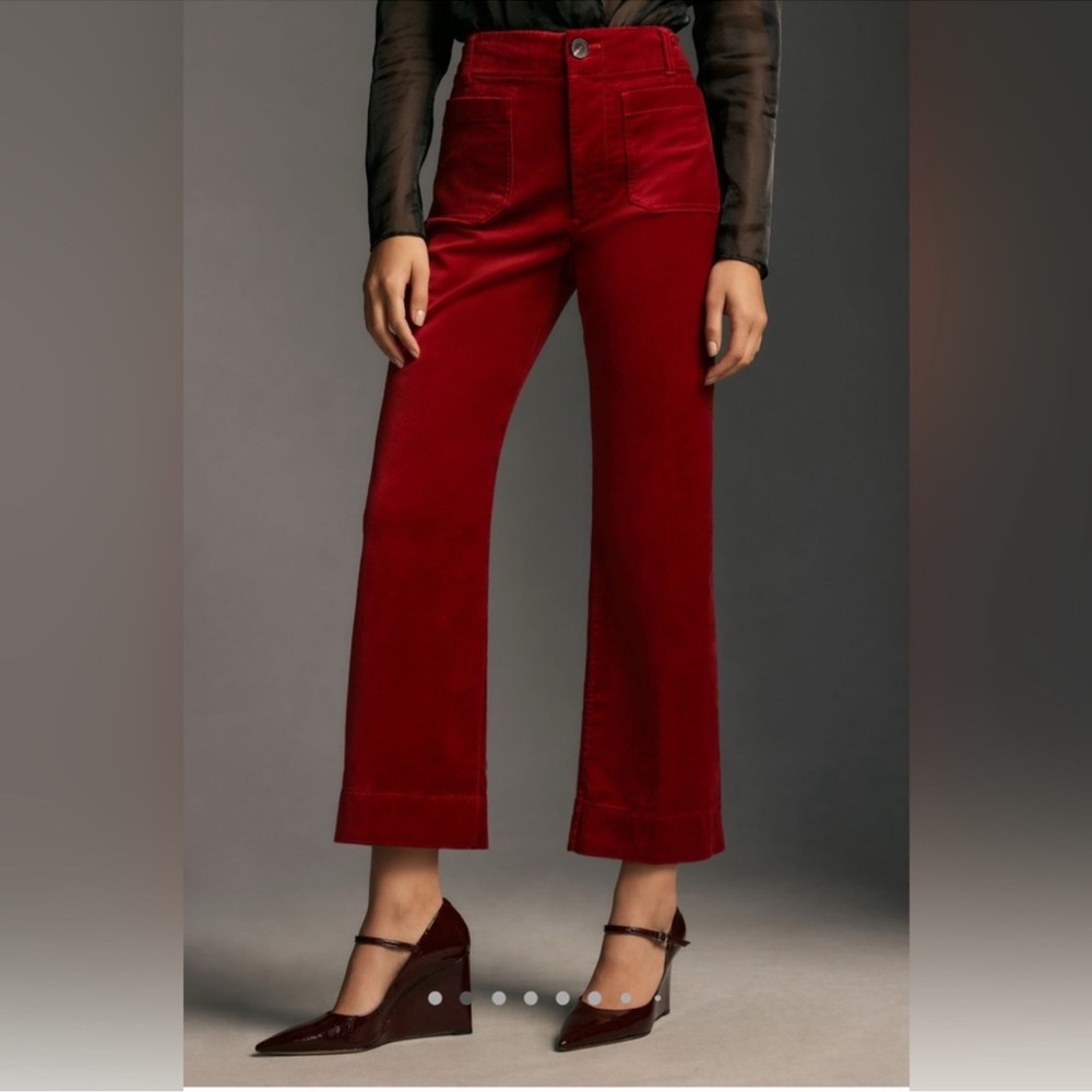 Anthropologie Burgundy Wide Leg Pants